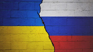 Ukraine and Russia flags