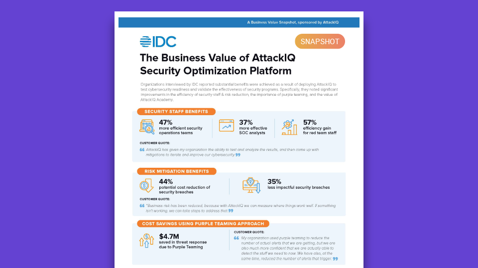 AttackIQ IDC Business Value Snapshot Graphic